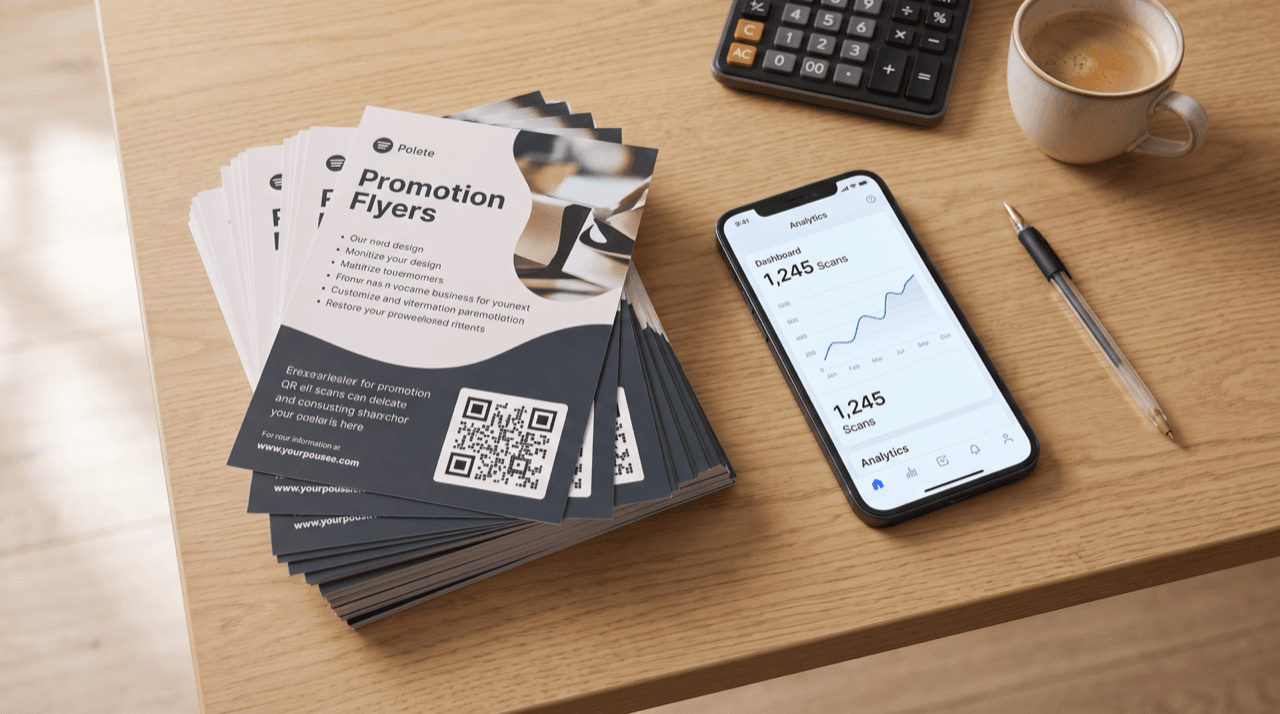 Printed marketing flyers with a QR code